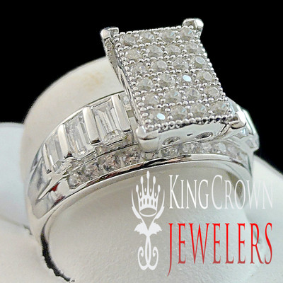 LADIES WOMENS DESIGNER REAL SILVER PRINCESS CUT CINDERELLA  RING BAND