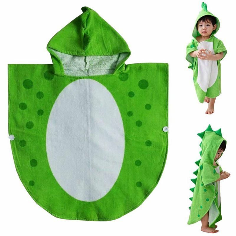 Children Bath Towel Robe Kids Hooded Beach Swimming Poncho Dinosaur