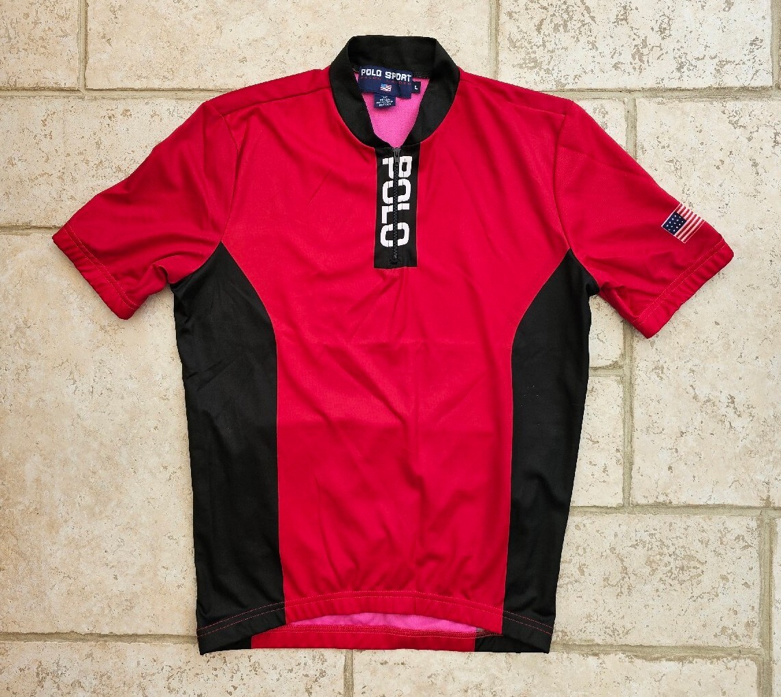 Polo Sport Ralph Lauren Cycling Jersey Men's Large Vintage 1/4 Zip Made  in USA