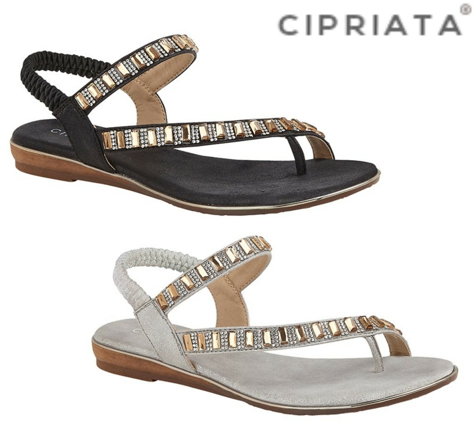 LADIES JEWELLED DIAMANTE Toe Post Sandals - Silver Black Gold Size 3 4 5 6 7  8 9 | eBay