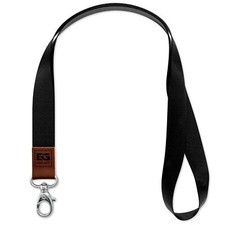 Genuine Leather Lanyard for Keys ID Badge Holder with Strap 0.75"x19.7" Black