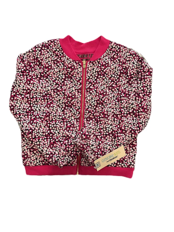 正品儿童女孩尺寸 6X 粉红色花卉印花绗缝夹克全新带标签 — 第 2/2 张图片