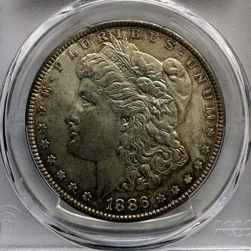 1886 Morgan Silver Dollar - PCGS MS-64 -Toner with Blue and Green **Key Date** - Picture 5 of 8