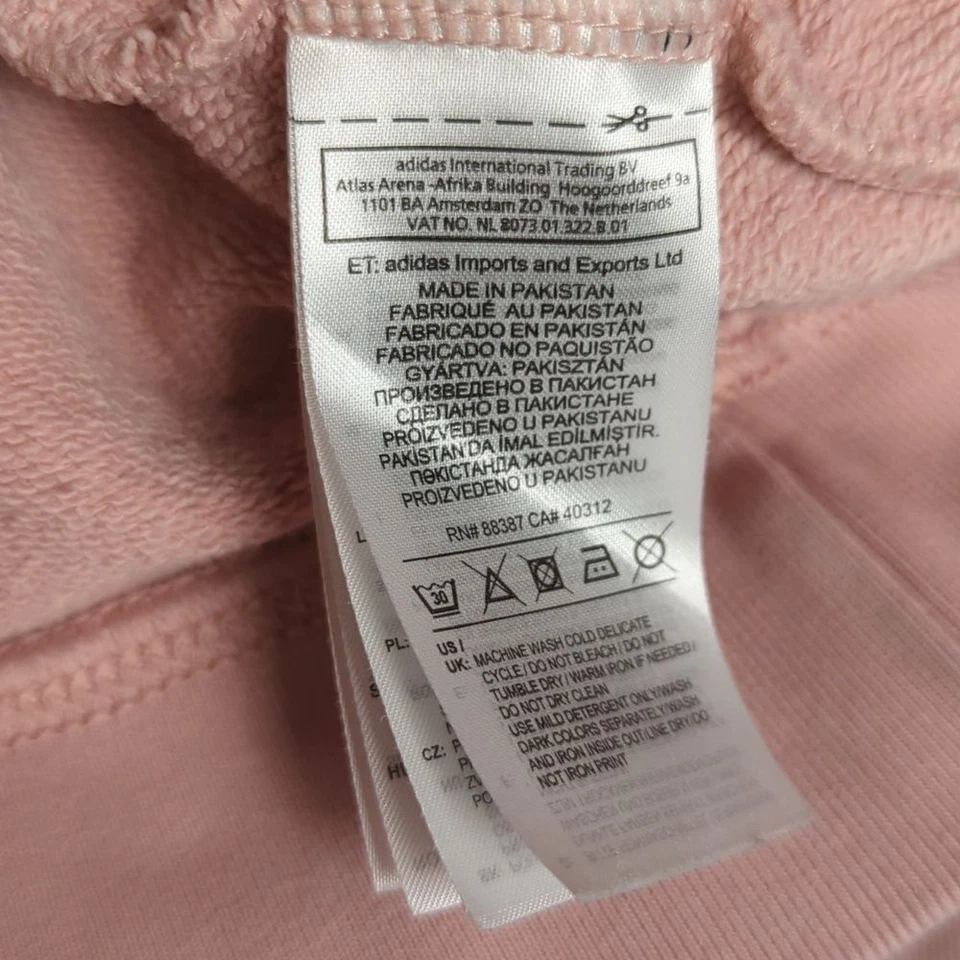 Adidas Women's Pink & White Logo Hooded Sweatshirt Size S - Image 4 of 4