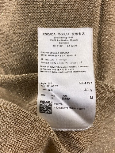 Top túnica suéter tejido metálico dorado Escada talla M hecho en Italia - Imagen 23 de 23