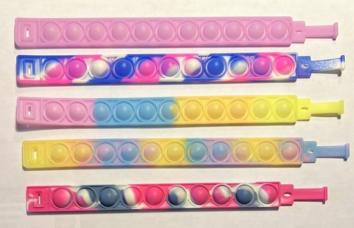 Pop Bubble Silicone Bracelet Fidget Toy Set Stress Relief Wristbands 11 Pieces - Picture 3 of 11