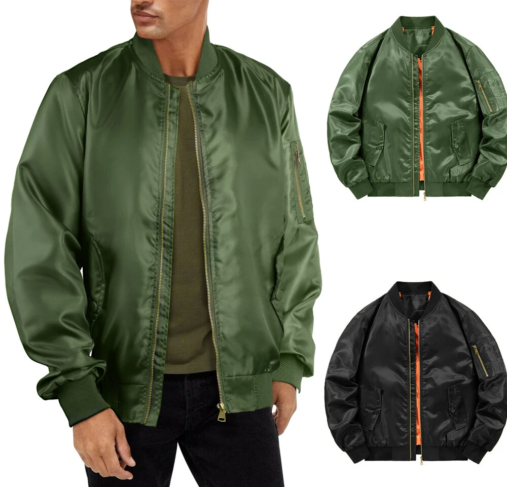 Men's Stand-up Collar Military Jacket Windproof Fall Winter Warm Army Pilot  Coat