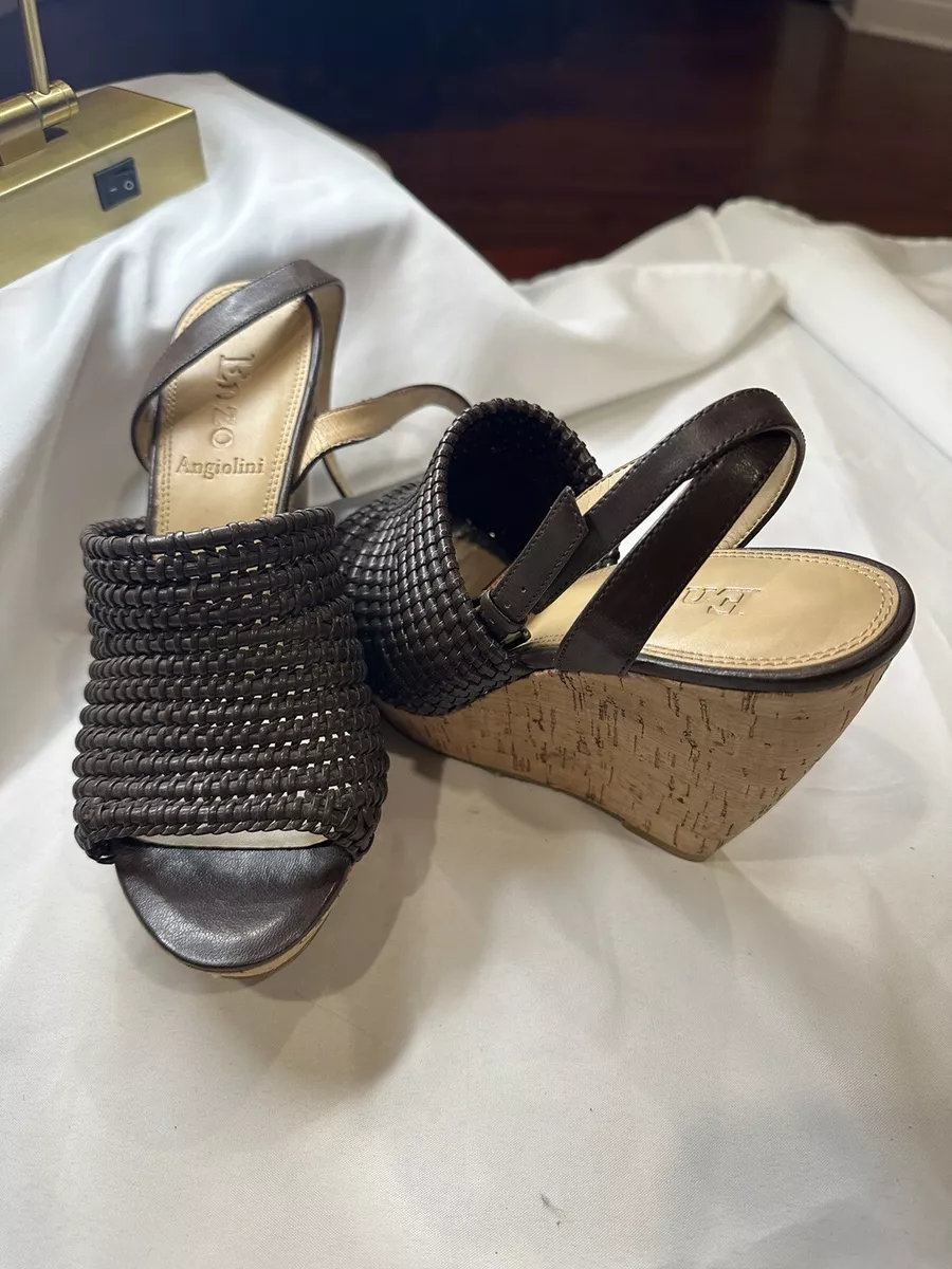 Enzo Angiolini Sandals Womens 8 M Canton Slingback Brown Leather
