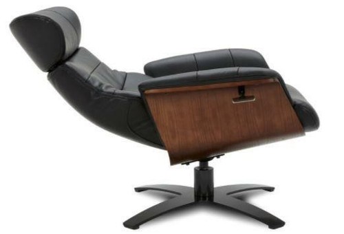 Gilman Creek Karma Black Leather Swivel Chair with Ottoman - Picture 8 of 8
