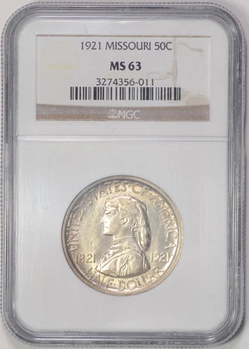 1921 MISSOURI COMMEMORATIVE HALF DOLLAR NGC MS63 NICE COIN!