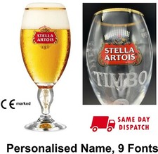 Personalised Stella Artois Branded Pint Glass Chalice 20oz Nucleated & Gift Box