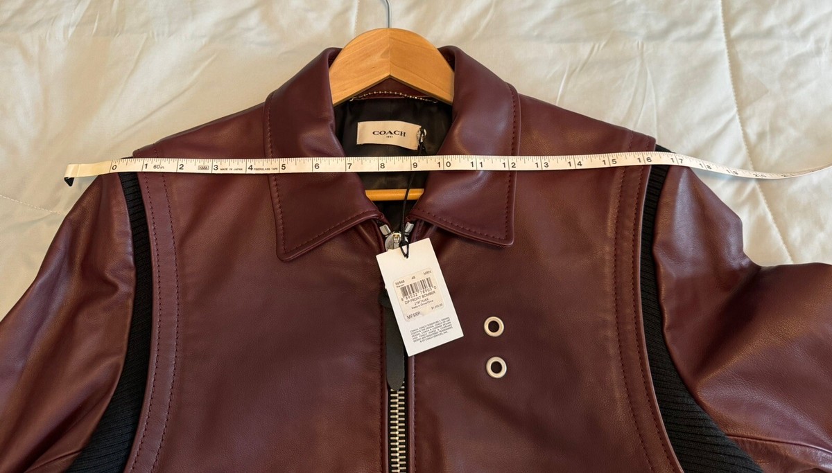 NWT Coach 1941 Leather Bomber Jacket Zip Front 48 Medium Cow