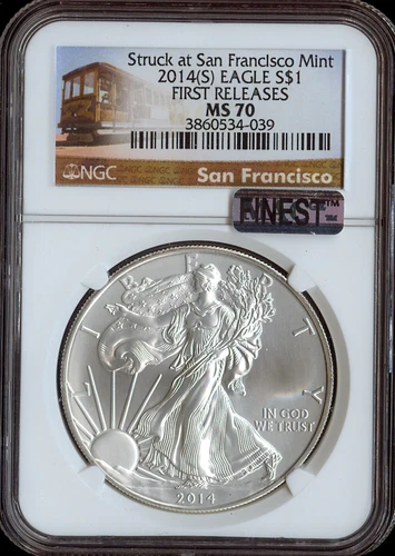 2014-S Silver Eagle Dollar NGC MS70 FR MAC QUALITY