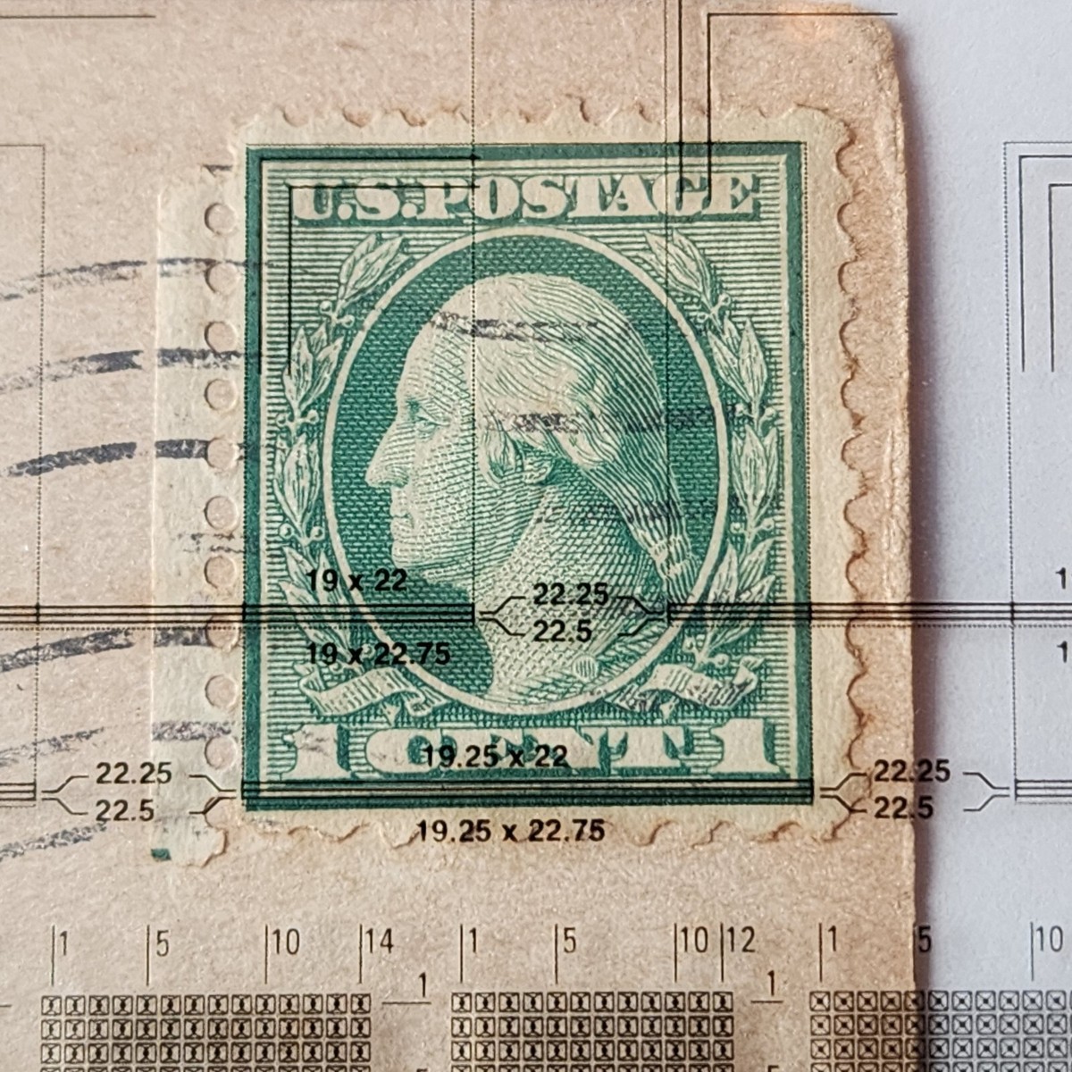 Unusual 1 Cent George Washington Stamp Green Profile Olive