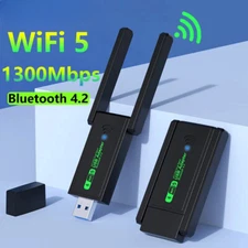 WiFi Adapter 1300Mbps For Dual Band 2.4G/5GHz Bluetooth 4.2 USB Network Card