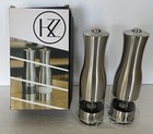 Salt And Pepper Grinder Stainless Steel Keazzy Kitchen Automatic Set With Tray