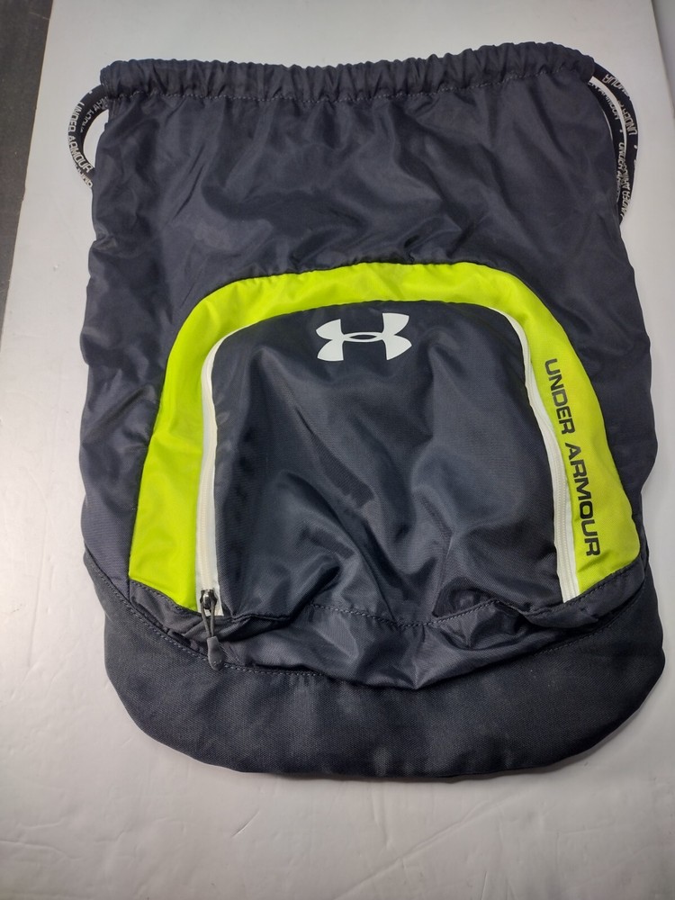 Under Armour Sackpack Drawstring Backpack in Black Green with Clip Clean Design