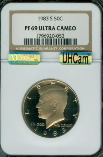 1983 S KENNEDY HALF DOLLAR NGC PF69 UCAM MAC UHcam MAC SPOTLESS .