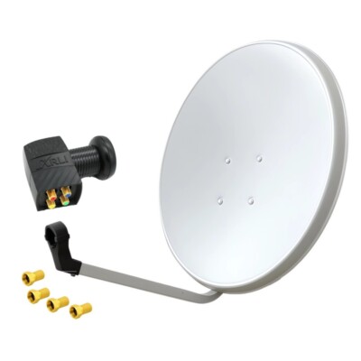 60cm Sat Antenne Anlage Quad LNB 4 Teilnehmer F Stecker Digital HD Spiegel 4K 8K