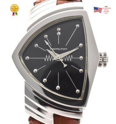  [N MINT] Hamilton H242111 Ventura Black Silver Quartz 24mm Iconic triangular