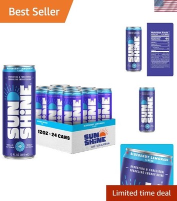 Sunshine Sparkling Energy Drink - Blueberry Lemonade, 24 Pack of 12 Fl Oz Cans