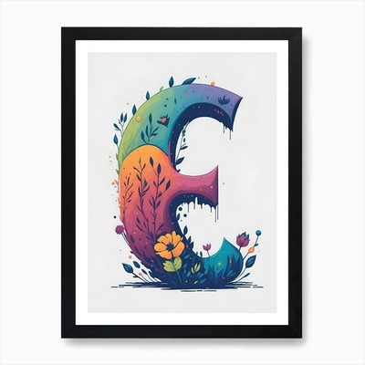 Bunter Buchstabe E Illustration 6 Bogen gerahmt Wandbild Poster Leinwanddruck Bild