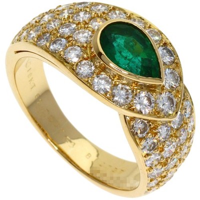 Van Cleef & Arpels Smaragd Diamant #51 Ring K18 Gelbgold Damen [gebraucht]