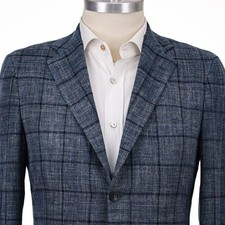 CURRENT 10,295 Kiton Ocean Blue Cashmere/Silk/Linen 2 Button Men's Blazer 40S