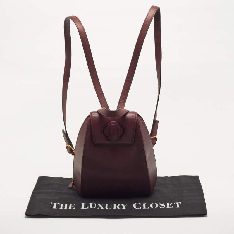 Cartier Must de Cartier Burgundy Leather Backpack | eBay