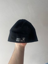 Jack Wolfskin Unisex Beanie Hat Black Size M Fleece Lined Winter Warm Outdoor
