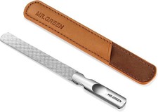 Nail File with Anti-Slip Handle and Leather Case, Double Sided and Files Nails