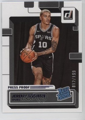 2022 Panini Donruss Rated Purple Press Proof 12/199 Jeremy Sochan Rookie RC 1gw7