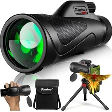12x60 Monocular Telescope High Powered with Smartphone Adapter Tripod and Por...