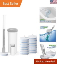 Disposable Toilet Brush with Holder  14 Hygienic Refills for Deep Clean