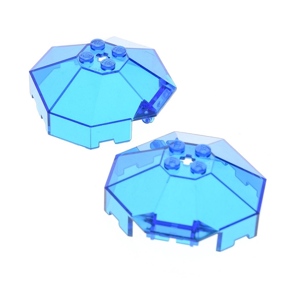 2x Lego Cockpit Window 6x6x2 Transparent Dark Blue Octagonal Dome 2418b