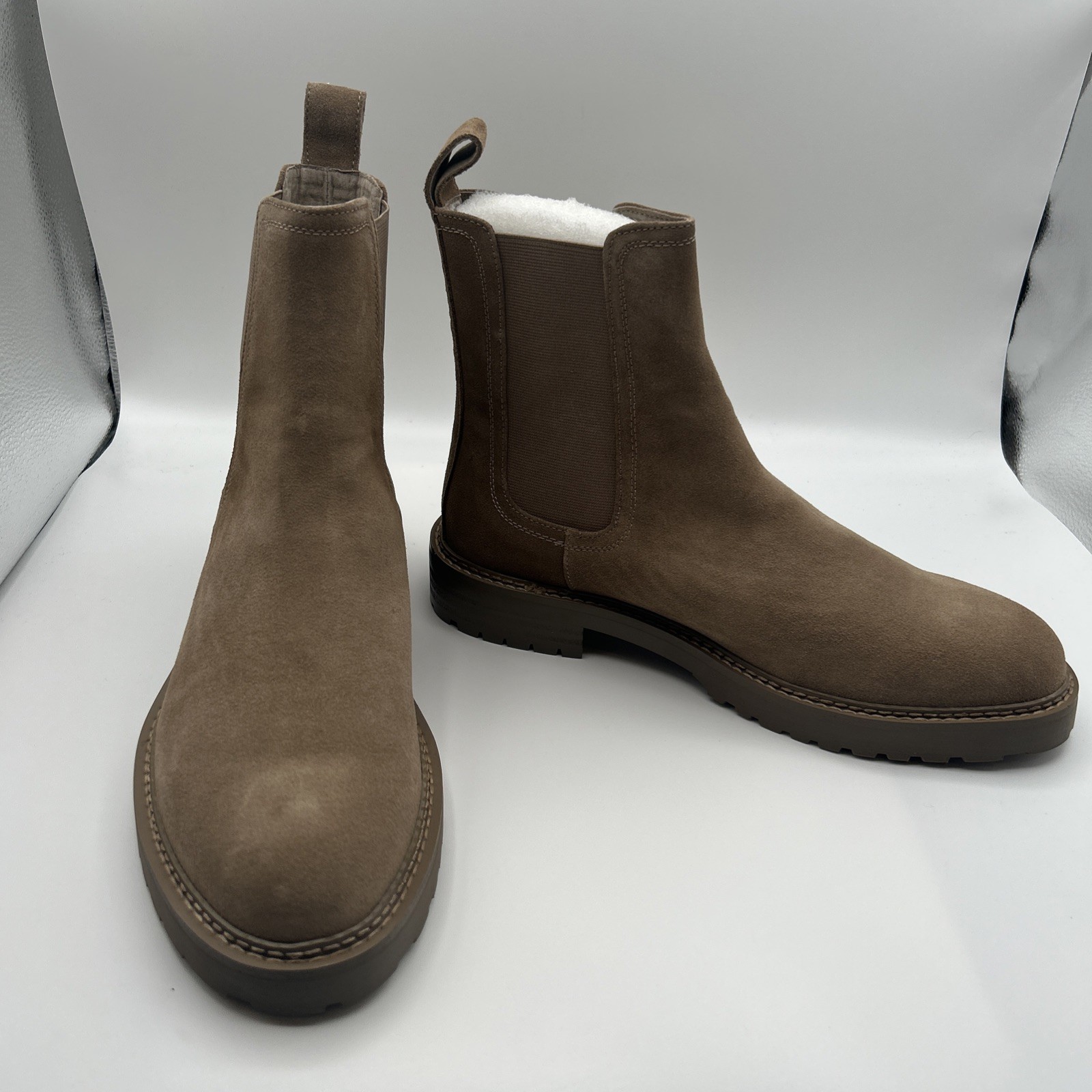 NEW Saint Morta Chunky Chelsea Boot,Taupe Suede Leather,Lug Sole, Men’s SZ: 11 M