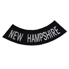 NEW HAMPSHIRE Rocker Patch - 10" x 2.625" Large Black & Silver Biker Vest DIY
