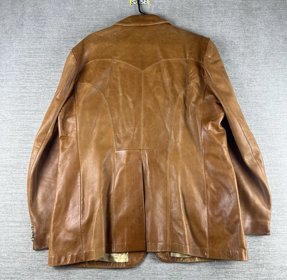 Vintage Scully Leatherwear Blazer Size Men's 48 Western Yoke Cowboy 2 Button - Image 2 of 4