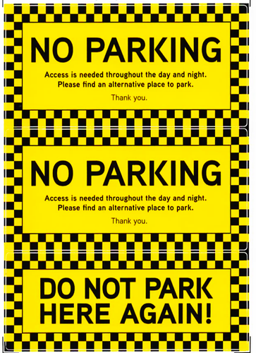 Your Parking Here Is Blocking Access (3x) wodoodporne naklejki winylowe 150x75mm każda - Zdjęcie 3 z 4