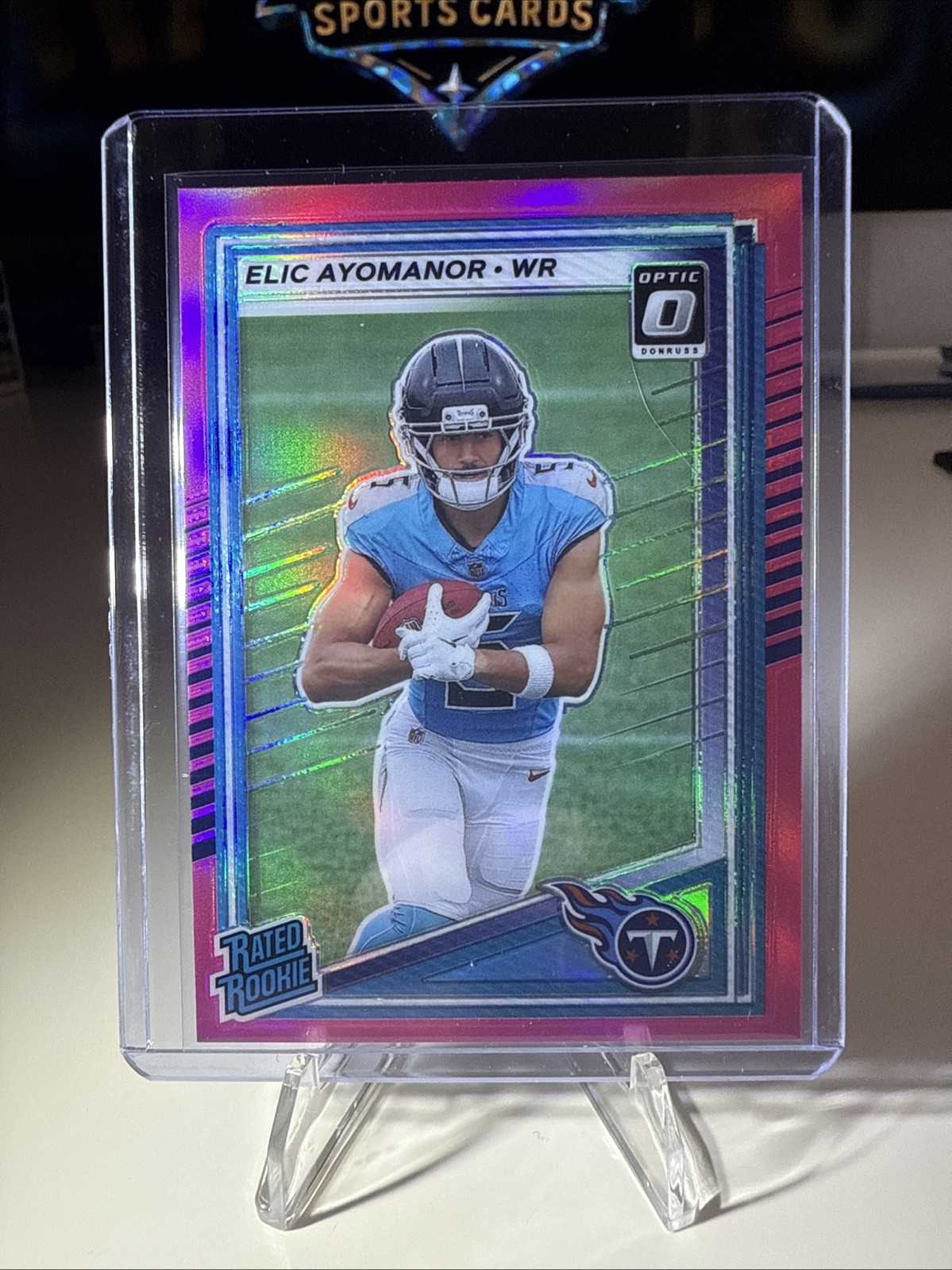 2025 Panini Donruss - Rated Rookie Elic Ayomanor #339 Optic Preview Pink Prizm