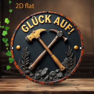 Blechschild rund Glück Auf Hämmer Vintage Metallschild TEL4644