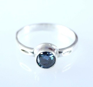 Blue Round Diamond Solitaire 1.39 Ct/6 mm Certified Ring See Video