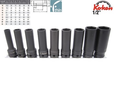 Koken 1/2'' Impact Steckschlüssel-Einsätze  lang, dünnwandig