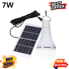 Solar Panel Powered LED Light Bulbs Outdoor Indoor Camping Shed Tent Yard Lamp