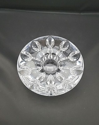 Miller Rogaska Clear Crystal Round Tea Light Candle Holder Signed 6'' Diameter 