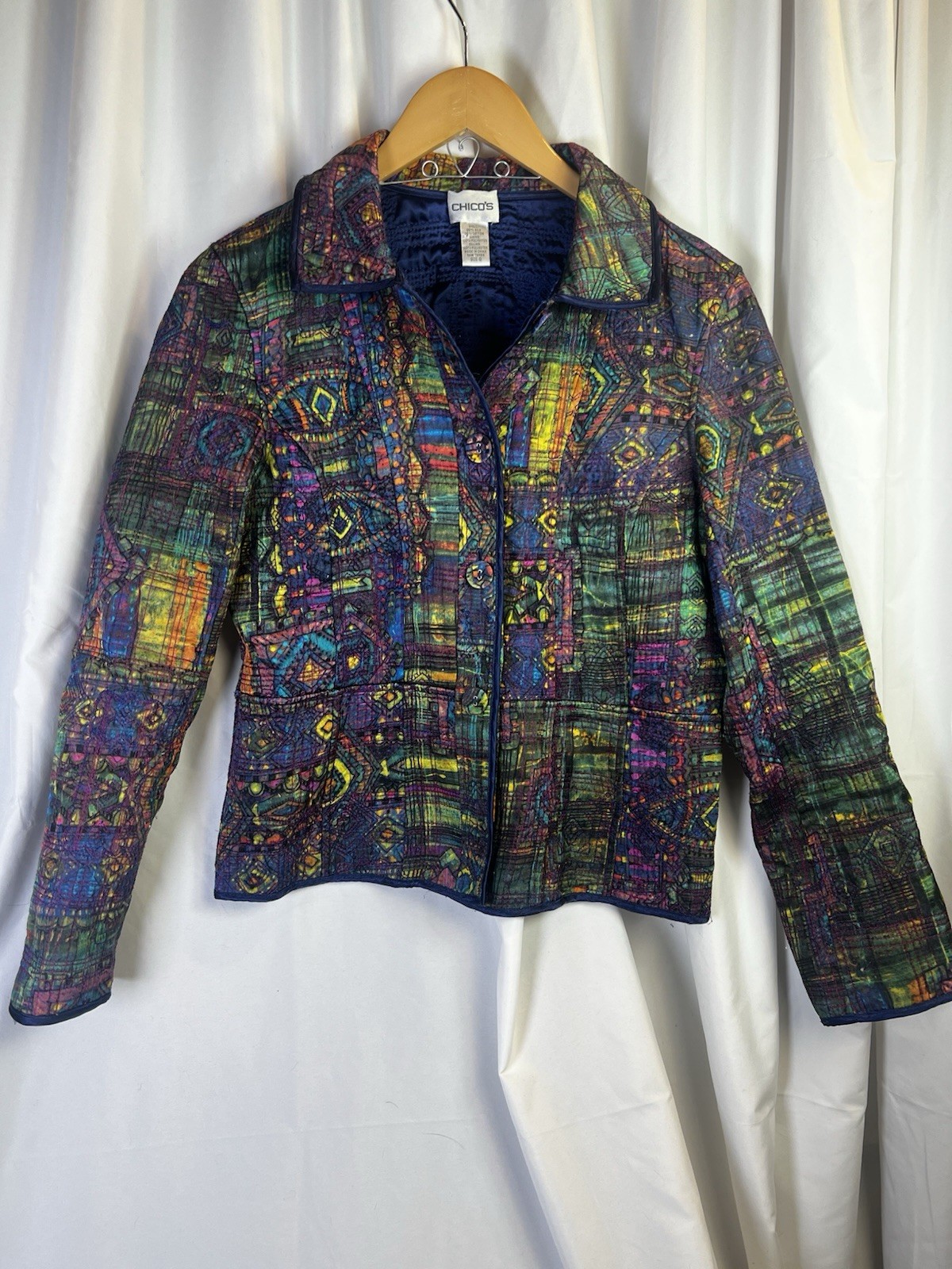 Chicos Reversible Jacket Multicolor Silk Blend  A… - image 1
