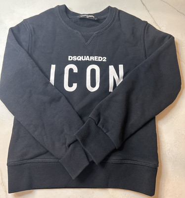 Dsquared2 ICON Sweatshirt Boys Size 6Y Black Logo Pullover Crewneck Cotton