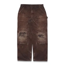 Vintage Carhartt Double Knee Brown Thrashed Distressed Canvas Size 34x31