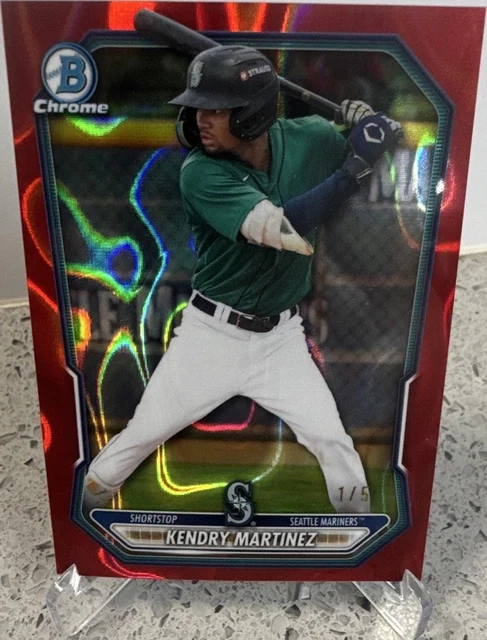 Bowman 2026 Chrome Red Refractor Kendry Martinez BCP-89 Non Auto #D 1/5 Mariners