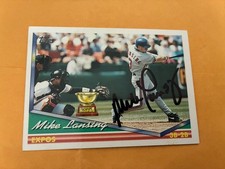 Mike Lansing autographed 1994 Topps Rookie Baseball Card #287. rookie card picture